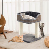 NNECW Compact Cat Tree Tower for Scratching Relaxing &amp Sleeping-Grey