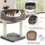 NNECW Compact Cat Tree Tower for Scratching Relaxing &amp Sleeping-Grey