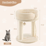 NNECW 4-in-1 Cat Climbing Tree Tower with Soft Top Perch &amp Padded Base-Beige