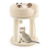NNECW 4-in-1 Cat Climbing Tree Tower with Soft Top Perch &amp Padded Base-Beige