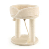 NNECW 4-in-1 Cat Climbing Tree Tower with Soft Top Perch &amp Padded Base-Beige