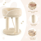 NNECW 4-in-1 Cat Climbing Tree Tower with Soft Top Perch &amp Padded Base-Beige
