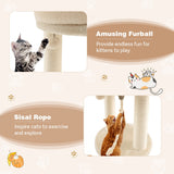 NNECW 4-in-1 Cat Climbing Tree Tower with Soft Top Perch &amp Padded Base-Beige