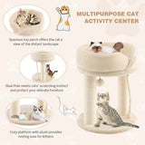 NNECW 4-in-1 Cat Climbing Tree Tower with Soft Top Perch &amp Padded Base-Beige