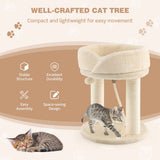 NNECW 4-in-1 Cat Climbing Tree Tower with Soft Top Perch &amp Padded Base-Beige