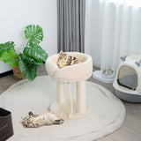 NNECW 4-in-1 Cat Climbing Tree Tower with Soft Top Perch &amp Padded Base-Beige