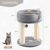 NNECW 4-in-1 Cat Climbing Tree Tower with Soft Top Perch &amp Padded Base-Grey