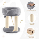 NNECW 4-in-1 Cat Climbing Tree Tower with Soft Top Perch &amp Padded Base-Grey