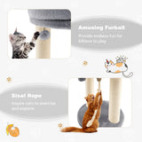 NNECW 4-in-1 Cat Climbing Tree Tower with Soft Top Perch &amp Padded Base-Grey