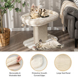 NNECW Modern Cat Tree Tower for Kittens with Large Plush Perch for Indoor Beige