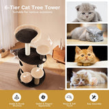 NNECW 6-Tier Cat Tree Tower with Scratching Posts for Pet