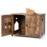 NNECW Cat Litter Box Enclosure with Double Louvered Doors