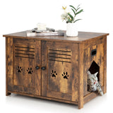 NNECW Cat Litter Box Enclosure with Double Louvered Doors
