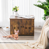 NNECW Cat Litter Box Enclosure with Double Louvered Doors