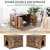 NNECW Cat Litter Box Enclosure with Double Louvered Doors