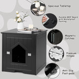 NNECW Multifunctional Cat Litter Box Enclosure with Flip Magnetic Half Door-Black