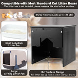 NNECW Multifunctional Cat Litter Box Enclosure with Flip Magnetic Half Door-Black