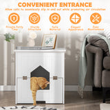 NNECW Multifunctional Cat Litter Box Enclosure with Flip Magnetic Half Door-White