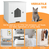 NNECW Multifunctional Cat Litter Box Enclosure with Flip Magnetic Half Door-White