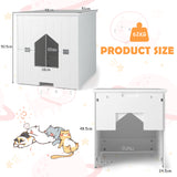 NNECW Multifunctional Cat Litter Box Enclosure with Flip Magnetic Half Door-White