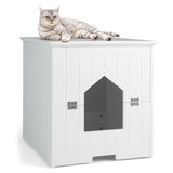 NNECW Multifunctional Cat Litter Box Enclosure with Flip Magnetic Half Door-White