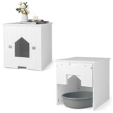 NNECW Multifunctional Cat Litter Box Enclosure with Flip Magnetic Half Door-White