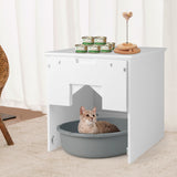 NNECW Multifunctional Cat Litter Box Enclosure with Flip Magnetic Half Door-White
