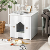 NNECW Multifunctional Cat Litter Box Enclosure with Flip Magnetic Half Door-White