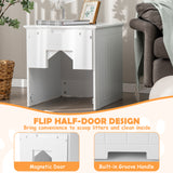 NNECW Multifunctional Cat Litter Box Enclosure with Flip Magnetic Half Door-White