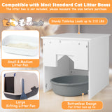 NNECW Multifunctional Cat Litter Box Enclosure with Flip Magnetic Half Door-White