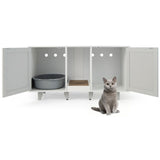 NNECW Cat Litter Box Enclosure TV Stand with Scratching Board for 2 Cats