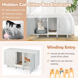 NNECW Cat Litter Box Enclosure TV Stand with Scratching Board for 2 Cats