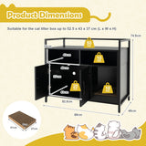 NNECW Cat Litter Box Enclosure with Double Doors & Scratch Cardboard-Black
