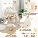 NNECW Multi-Layer Wooden Cat Tree with Plush Perch for Kitten