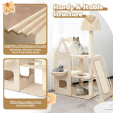 NNECW Multi-Layer Wooden Cat Tree with Plush Perch for Kitten