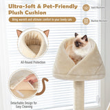 NNECW Multi-Layer Wooden Cat Tree with Plush Perch for Kitten