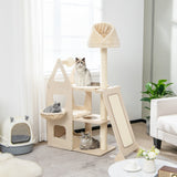 NNECW Multi-Layer Wooden Cat Tree with Plush Perch for Kitten