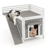 NNECW Feral Kitty Houses with Escape Doors and Wide Side Ladder for Pet