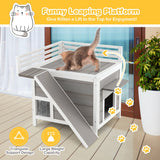 NNECW Feral Kitty Houses with Escape Doors and Wide Side Ladder for Pet