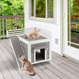 NNECW Feral Kitty Houses with Escape Doors and Wide Side Ladder for Pet