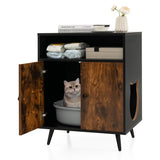 NNECW Modern Cat Litter Box Enclosure with Metal Slanted Legs for Pet