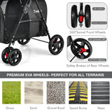 NNECW 4-in-1 Double Pet Stroller with Detachable Carrier for Cats Travel-Black