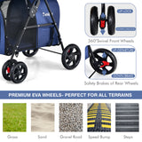 NNECW 4-in-1 Double Pet Stroller with Detachable Carrier for Cats Travel-Navy