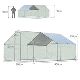 NNECW Large Spire-Shaped Chicken Coop with Waterproof and Sun-protective Cover for Backyard/Farm-400 cm x 300 cm x 195 cm