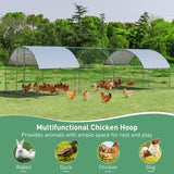 NNECW Large Metal Chicken Coop with Cover and Wire Mesh for Outdoor Backyard/Farm-760 x 280 x 195 cm