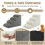 NNECW 4-Tier Foam Dog Ramp with Washable Zippered Cover