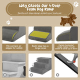 NNECW 4-Tier Foam Dog Ramp with Washable Zippered Cover