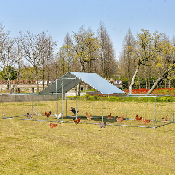 NNECW Extra Large Metal Chicken Coop with Waterproof & Sun-proof Cover