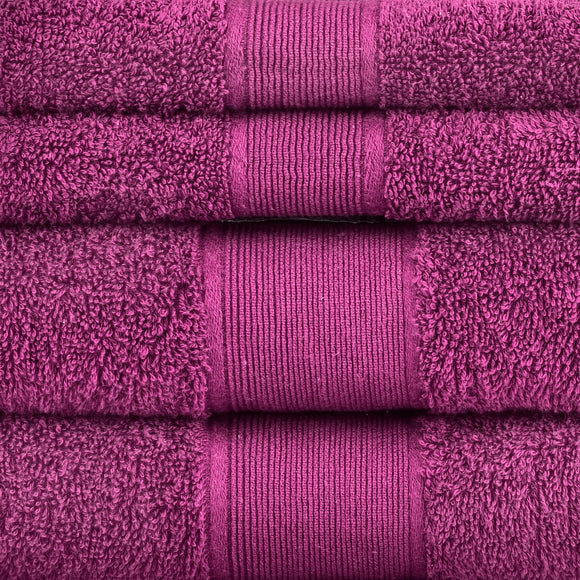 NNEIDS 500GSM 100% Cotton Towel Set -Single Ply carded 6 Pieces -Dark Purple