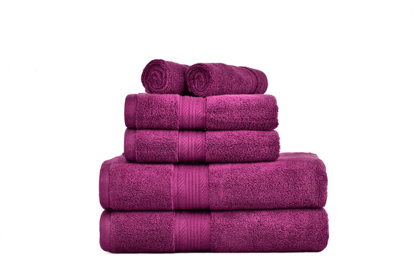 NNEIDS 500GSM 100% Cotton Towel Set -Zero Twist 6 Pieces -Dark Purple